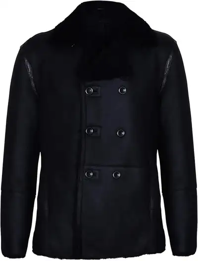 Premium Men’s Shearling Leather Winter Jacket – Black, View more
