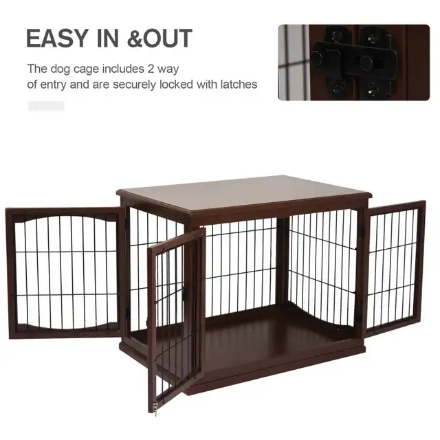 26" Wooden Dog Cage with Double Door Entrance, Brown in Other in Markham / York Region - Image 6