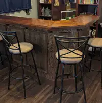 Hand Crafted Bar and Four Bar Stools