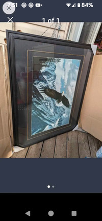 New Wood Framed Glass Picture of an Eagle. 33 x 43