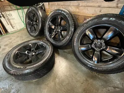 4x Ram OEM 20” Satin black Aluminum rims on 275/60/20 Good Year SR-As Tires are due to be replaced t...
