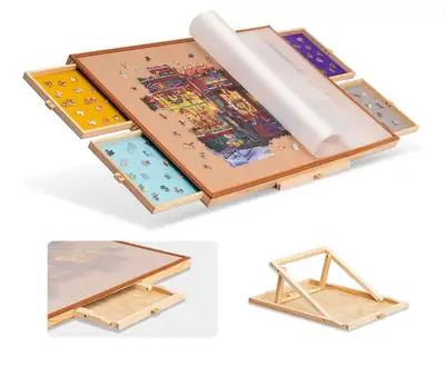 Tektalk Jigsaw Puzzle Table with Integrated Adjustable Stand, View more