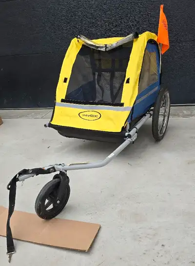 Two (2) Seat Kids Bike Trailer With Full Rain Cover with roll-up window Bike Trailer For Kids & Todd...