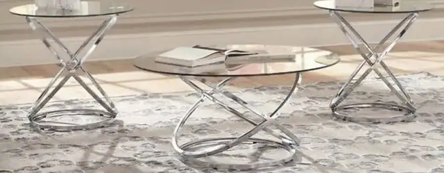 3pc circular glass & chrome coffee table set. Brand New. in Coffee Tables in Mississauga / Peel Region - Image 2