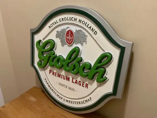 Vintage Grolsch Holland Premium Beer Lager Mint sign in Arts & Collectibles in Calgary - Image 3