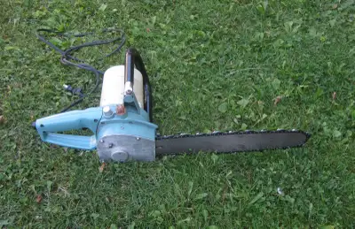 Vintage chainsaw, a more rare electric model. Works good and without the expense of buying gas. Feel...