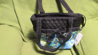 Quilted Purse Black and Teal