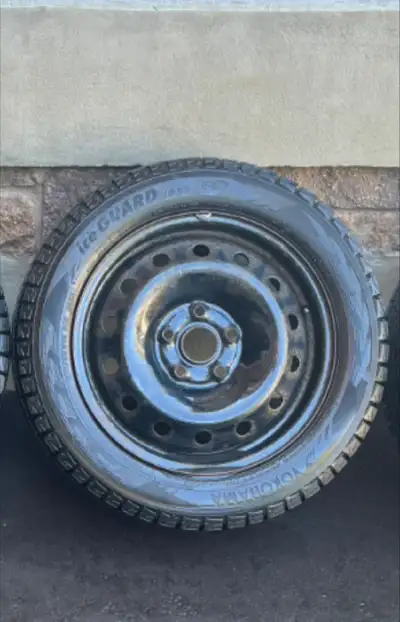 4 x Yokohama Winter Tires and Rims Ice guards 205/55R16 91H 1G53 5 bolt Only driven 1 season.