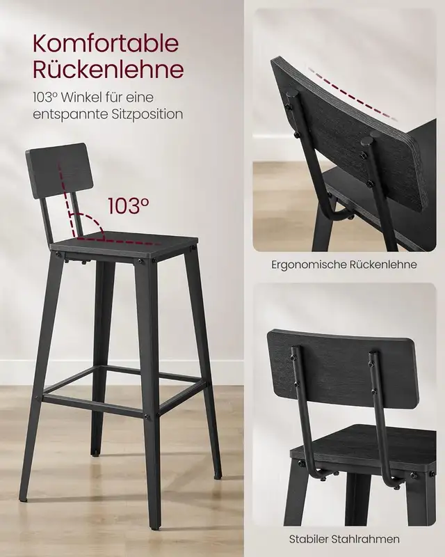 Bar Stools Kitchen Chairs with Back Rest Steel Frame Easy Assem in Chairs & Recliners in Markham / York Region - Image 8