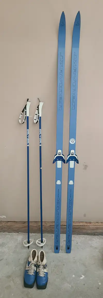 Jarvinen Kilometer 3 Cross Country Skis with Poles And Shoes, View more