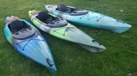 3x 12ft Wilderness Systems Pungo 120 kayaks for sale with extras