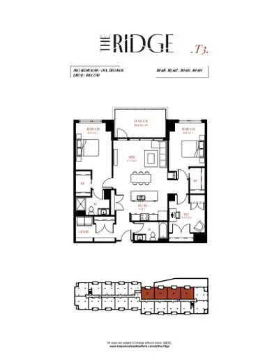 1plusDen, 2plusDen, & 3 Bedroom Units available at THE RIDGE