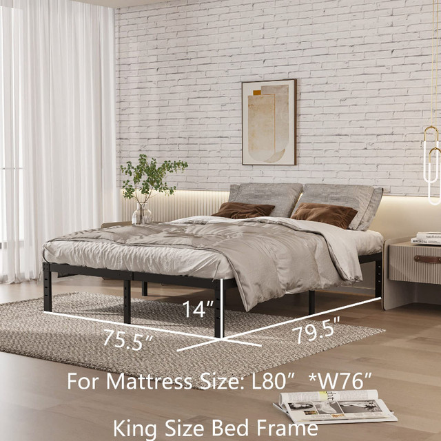 BRAND NEW Oliway 14" King Size Metal Bed FrameSupports 3500 lbs in Beds & Mattresses in London - Image 4