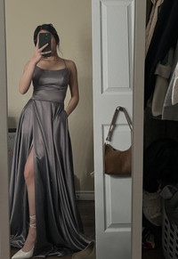 Mauve grey banquet/prom/evening gown