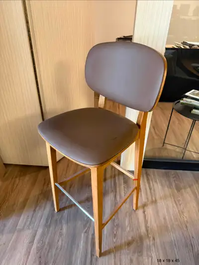 Wooden Bar Stool with Brown Seat, View more