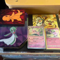 Pokémon tin and cards