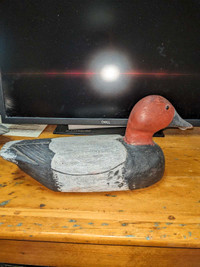 Antique Redhead Drake duck decoy - 1940s - base signed CM