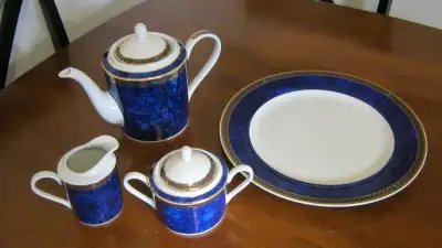TOPCERAM FineChina Set of 4: Creamer, Sugar Bowl,Teapot, Plate, View more
