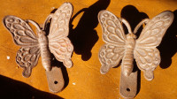 2 Butterfly Door Knockers, Vintage, Heavy Cast, No Screws