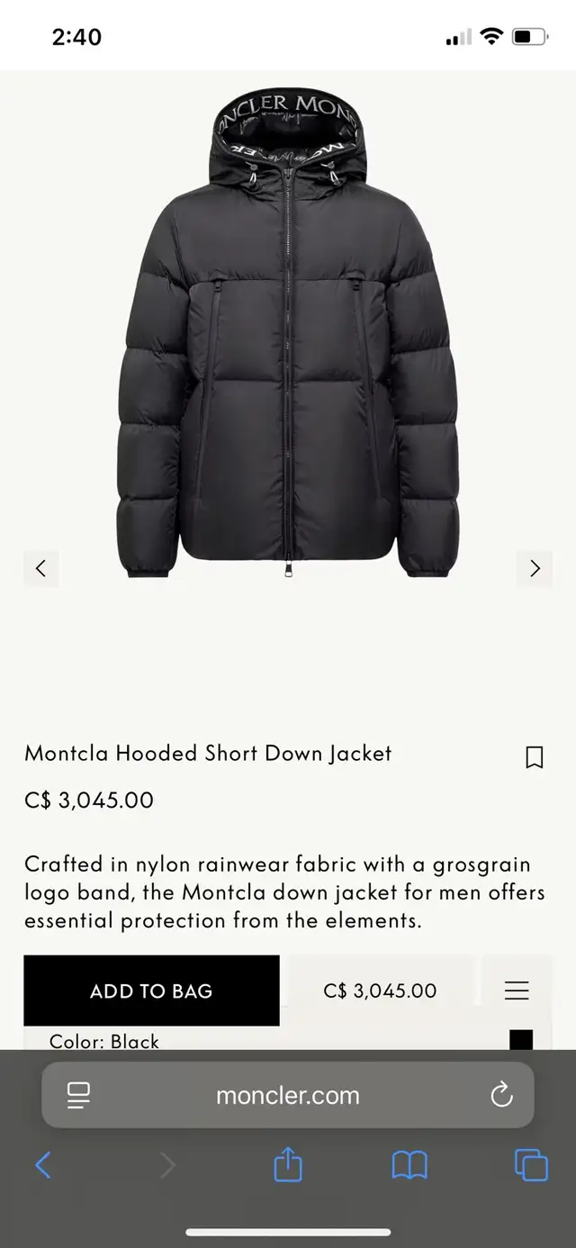 Moncler Montcla Jacket Black Size 6 (READ DESCRIPTION)