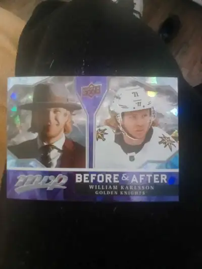 Here's a William Karlsson Golden Knights Upper Deck MVP Before & After hockey card, perfect for any...