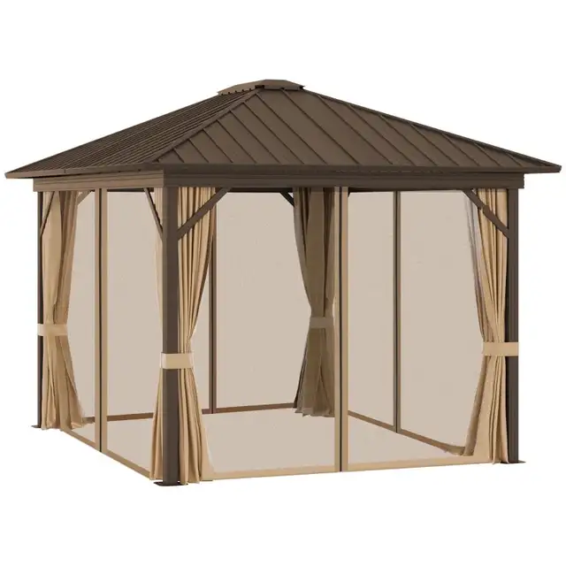 10' x 12' Outdoor Hardtop Gazebo Metal Roof Patio Gazebo  in Patio & Garden Furniture in Markham / York Region - Image 9