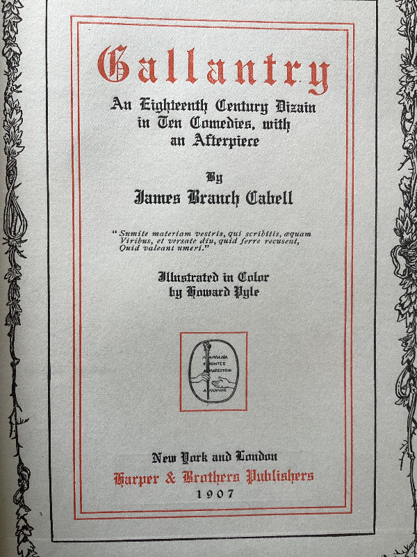 GALLANTRY by James Branch Cabell 1907 in Fiction in City of Montréal - Image 2
