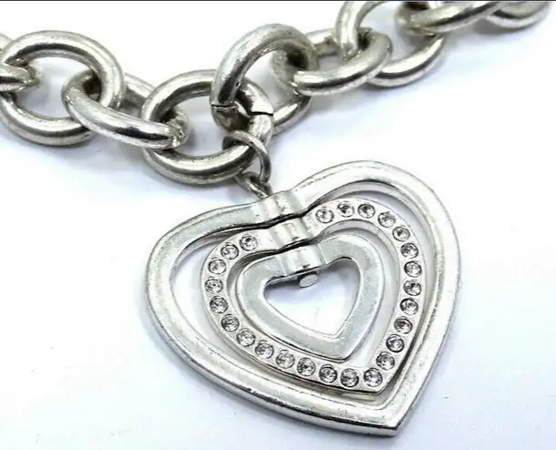 JLO JENNIFER LOPEZ Rhinestone HEART Charm Tag Silver Plate in Jewellery & Watches in Calgary - Image 3