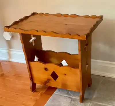Beautiful Vintage Solid Pine Side/End Table, View more