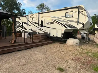 2013 Keystone Raptor Velocity 332TS toy hauler, 12’ garage with double bunks, on board generator (17...