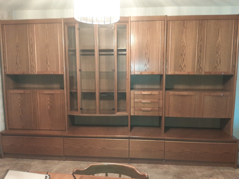 4 piece Solid wood Full wall unit with China Hutches