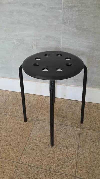 IKEA Style Stackable Round Stool – Black Metal Utility Chair, View more