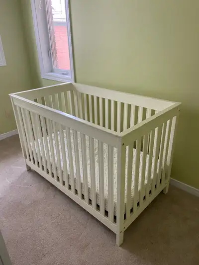Cream White Crib with Mattress, View more