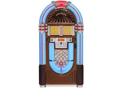 Jukebox de style retro, grand format, disponible pour voir et entendre en magasin. • Réglage de lumi...