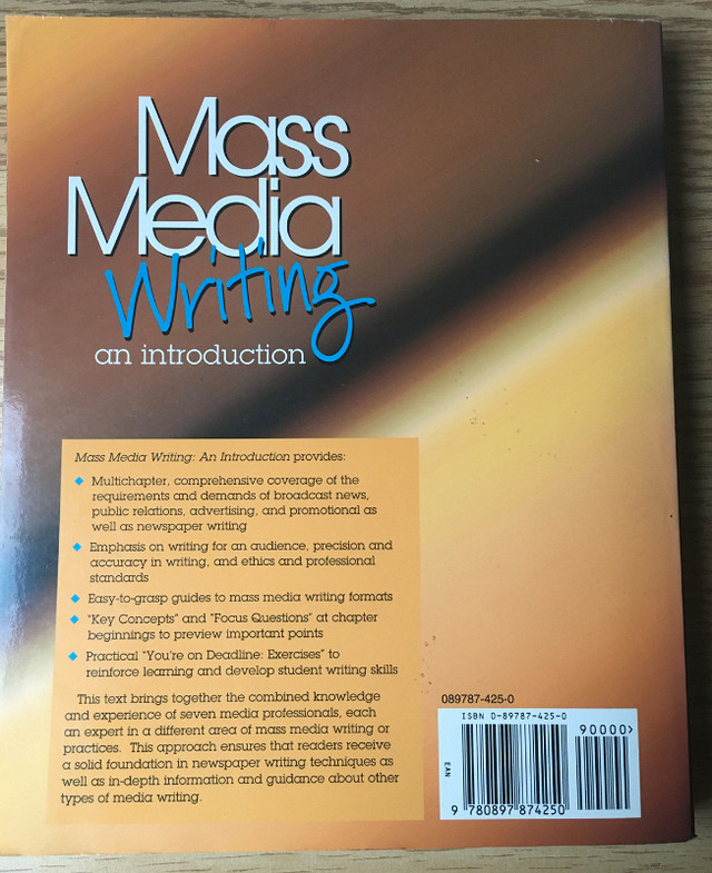 Mass Media Writing: An Introduction by Baker Woods Dodd Ford Kel in Textbooks in City of Toronto - Image 2