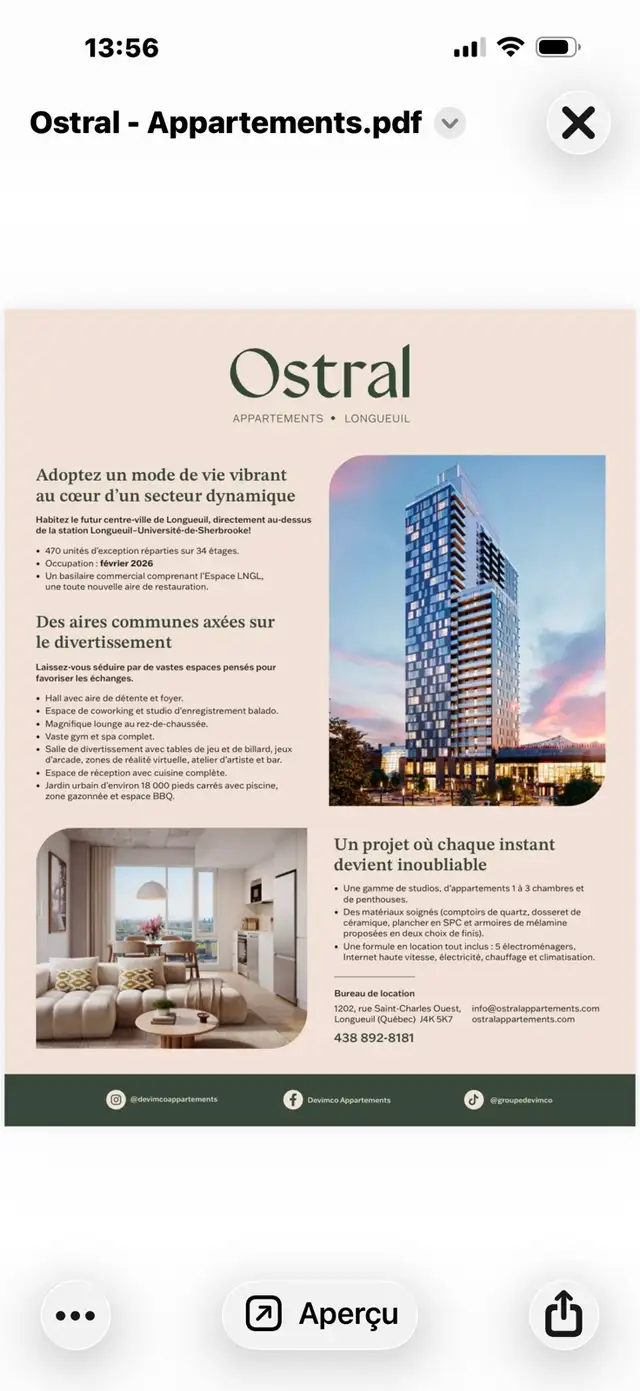 studio condo à louer