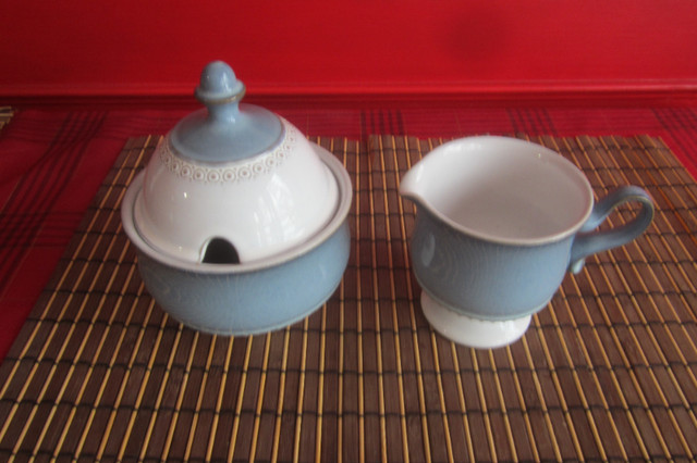 Denby Castile Sugar Bowl with Lid and Creamer in Kitchen & Dining Wares in Ottawa