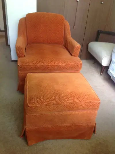 Vintage Armchair with Ottoman set