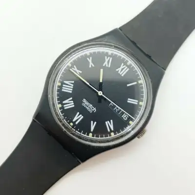 Swatch Date Watch 1990 Black and White Roman Numerals Vintage 90, View more
