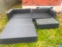 patio loungers with table and glass top