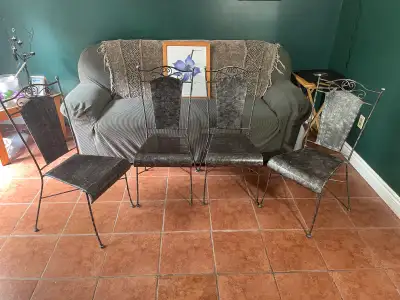 Dining room chairs (4) – wrought iron, View more