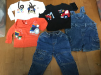 5 24 MONTH SIZED EMBROIDERED TRAIN MONKEY TOW JEAN LEVI OVERALL