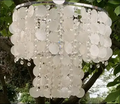 Natural Shell and Crystal Hanging Light Fixture, View more