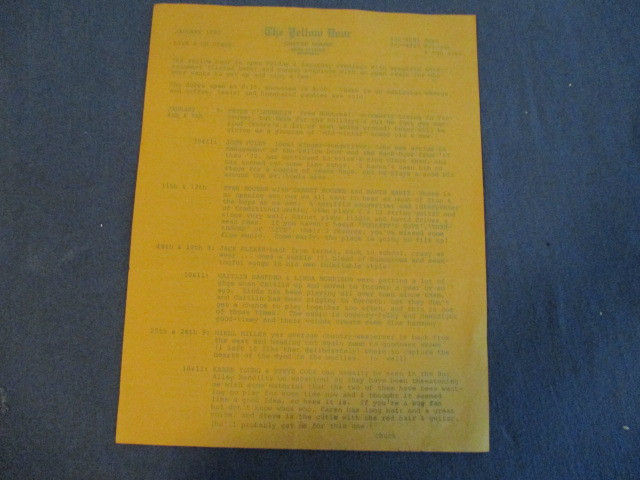 YELLOW DOOR COFFEE HOUSE-MTL. FOLKLORE CENTER-1980 PROGRAM-RARE! in Arts & Collectibles in Laval / North Shore
