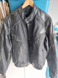 Manteau de moto cuir & textile BAZIK NOIR