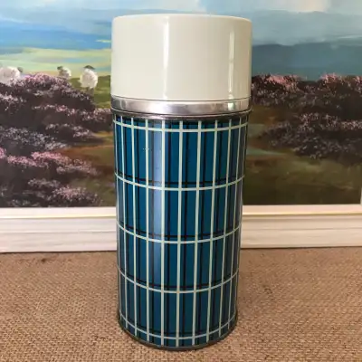 Vintage Aladdin Wide Mouth Thermos Teal Plaid, View more