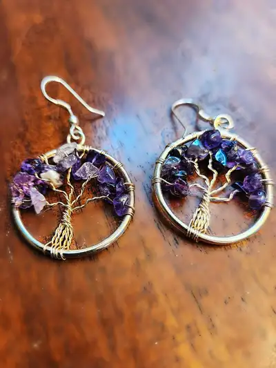 Ontario Amethyst Tree of Life Earrings , View more