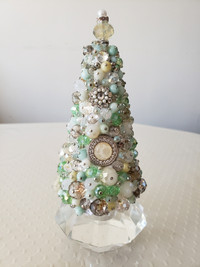 Gorgeous Jeweled Christmas Tree,  light green & white colours, 