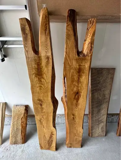 I’m a woodworker and I’m selling two of my favourite live edge pieces (the two centre slabs in the p...