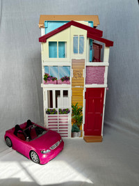 Barbie Doll Foldup 3-story Townhouse with Car